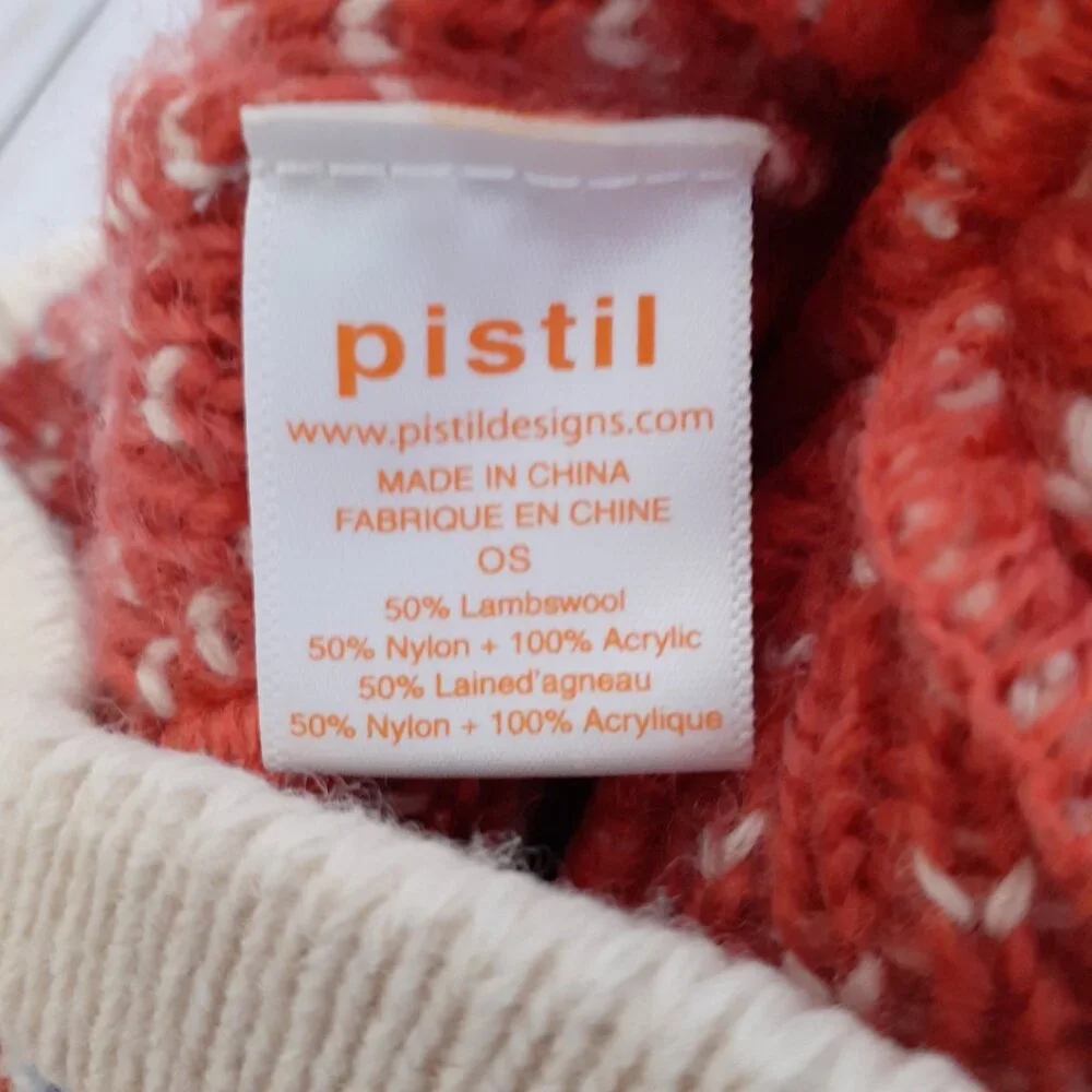 Pistil Women's Mariko Lambswool Blend Knit Beanie Hat Cream Pink Blue